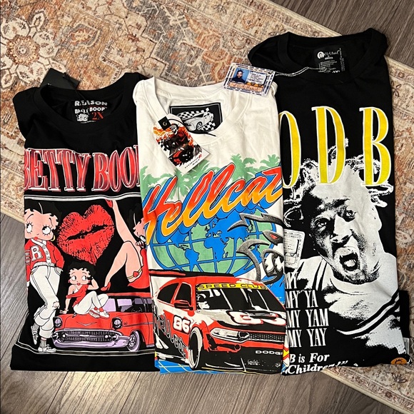 3-Shirt Bundle XXL – Betty Boop, Dodge Hellcat, ODB Licensed Graphic Tees NWT - Picture 1 of 7